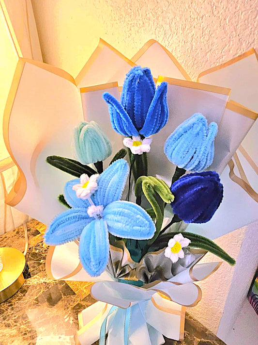 Handmade Pipe Cleaner Flower Bouquet _ Tulip& Lily flowers