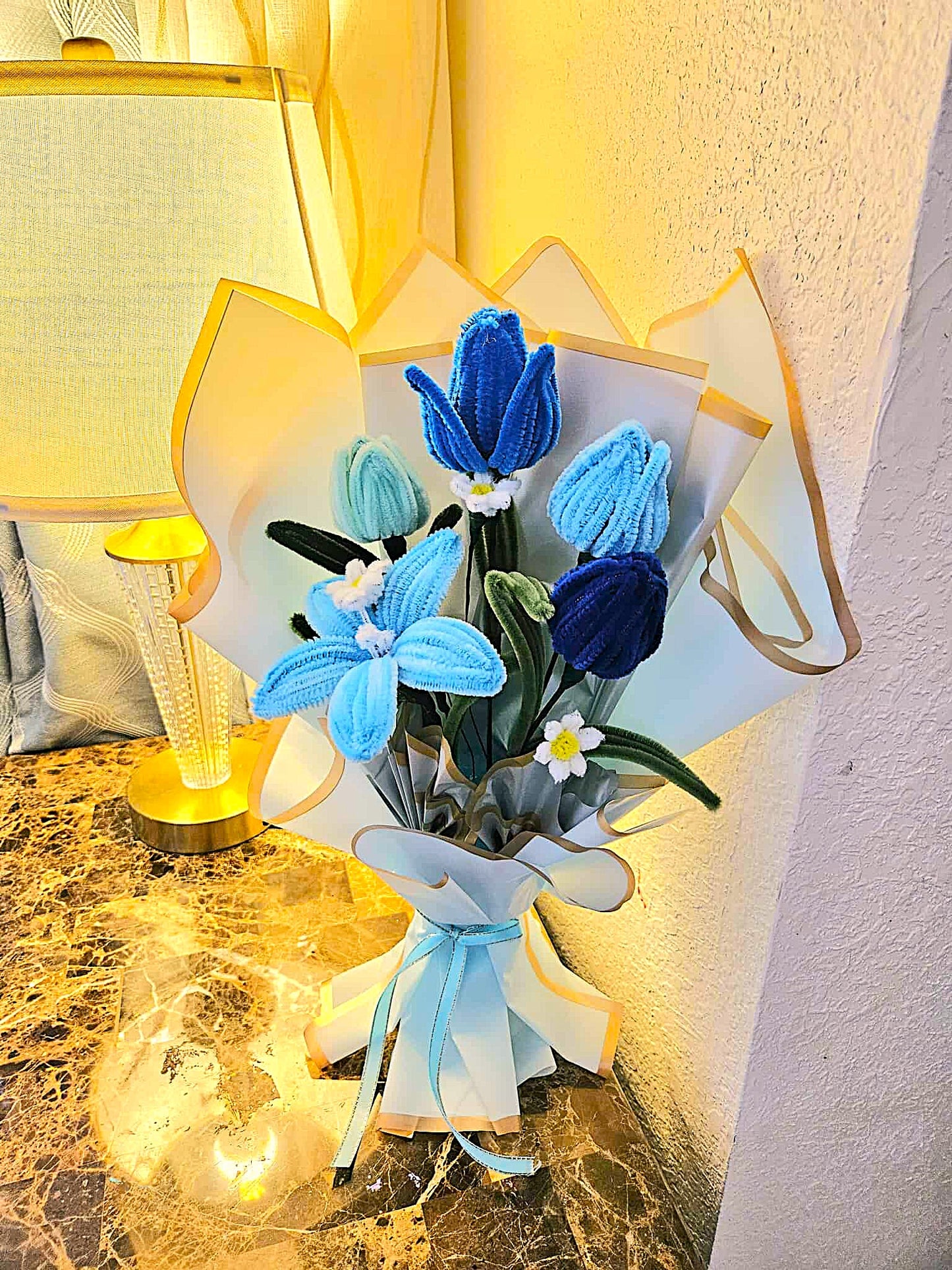 Handmade Pipe Cleaner Flower Bouquet _ Tulip& Lily flowers